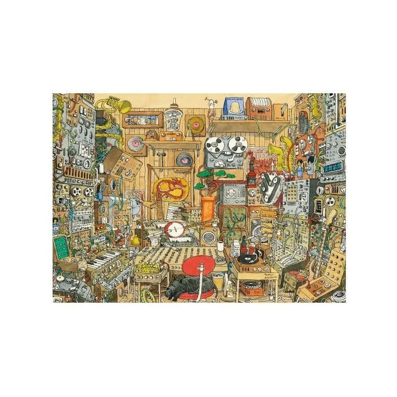 Puzzle 1000 elementów Szalone studio muzyczne, Adolfsson Mattias (Puzzle+plakat)