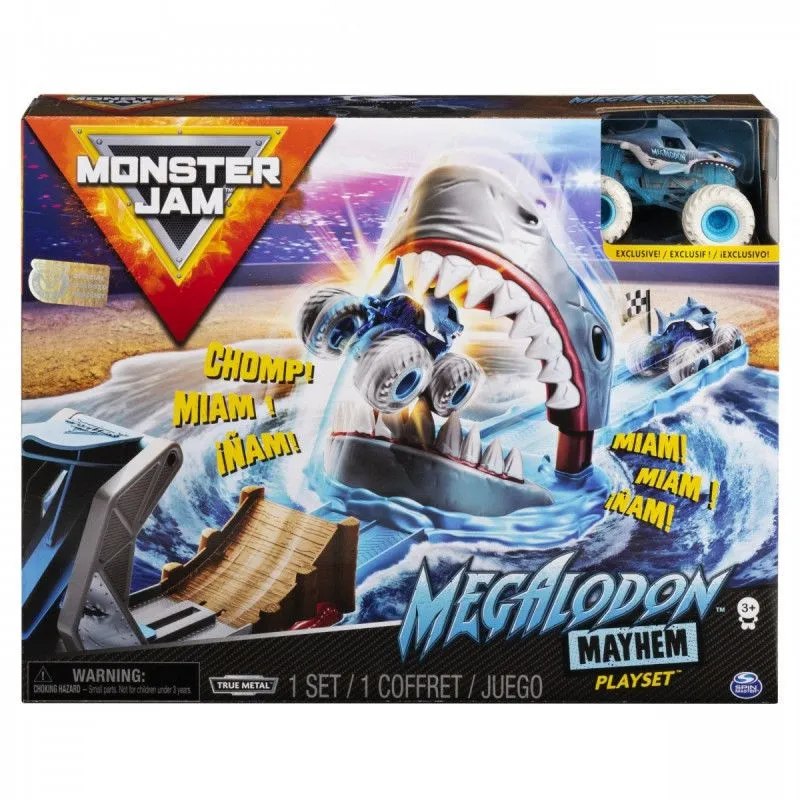 Tor samochodowy Monster Jam 1:64 Wyczynowe zestawy, Megaladon