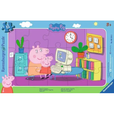 Puzzle 15 elementów W ramce Świnka Peppa