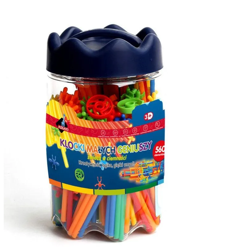Klocki Małych Geniuszy - Słomki świecące w ciemności 560 elementów