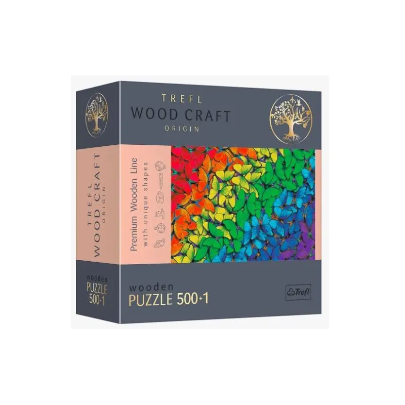 Puzzle drewniane 500 elementów Tęczowe motyle