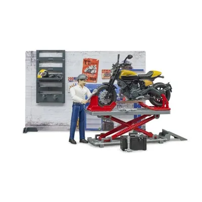 Zestaw Warsztat naprawy motocykli z Ducati i figurką