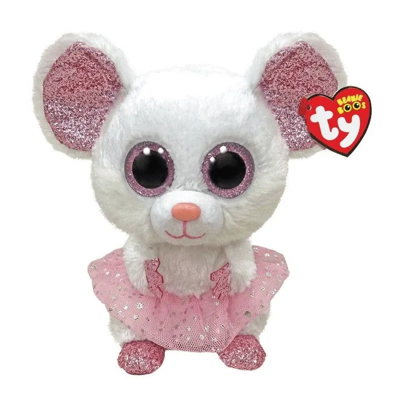 Maskotka Ty Mysz biała ballerina - Nina 24 cm