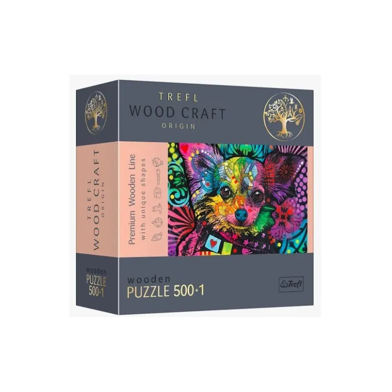 Puzzle drewniane 500 elementów Kolorowy szczeniak