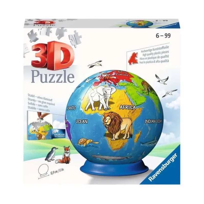 Puzzle 72 elementy 3D Kula, Dziecinny Globus