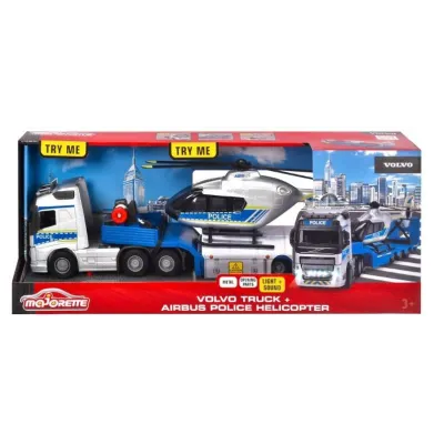 Zestaw policyjny Majorette Grand Volvo ciężarówka + helikopter 35 cm