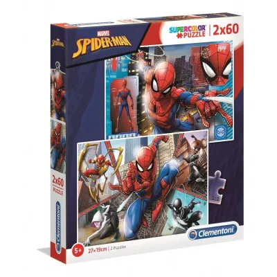 Puzzle 2 x 60 elementów Super Kolor Spider-Man