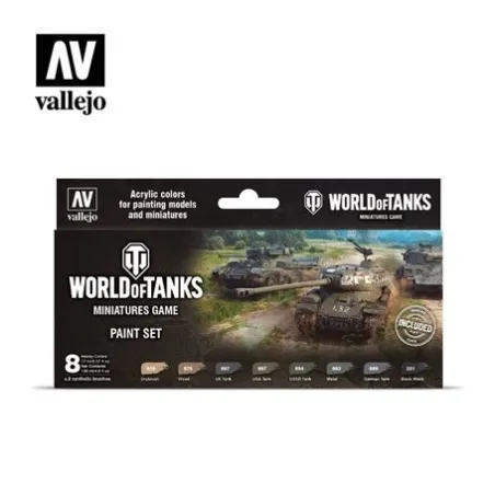 Vallejo 70245 Zestaw farb World of Tanks + 2 pędzle