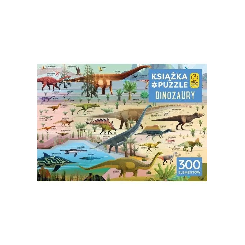 Puzzle 300 elementów + Książka - Dinozaury