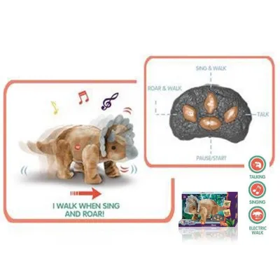 Interaktywna maskotka Dino brązowy R/C światło, dźwięk, chodzi