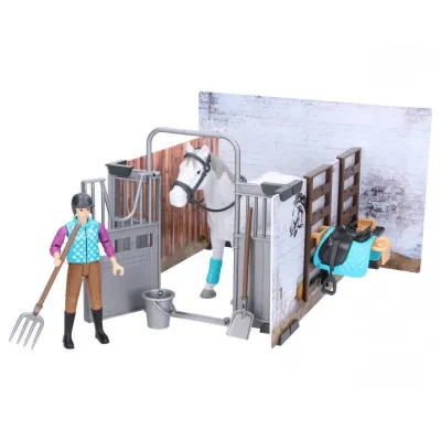 Stajnia z figurką konia i kobiety