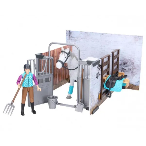 Stajnia z figurką konia i kobiety