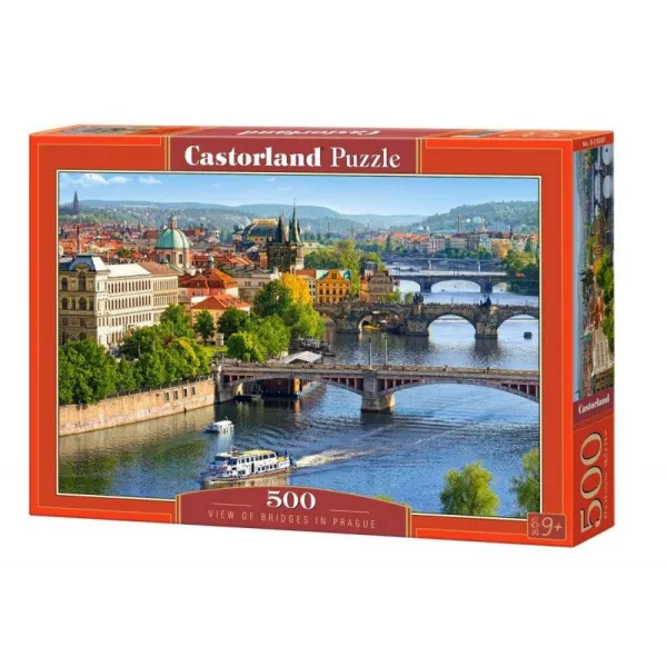 Puzzle 500 elementów - Widok na mosty w Pradze