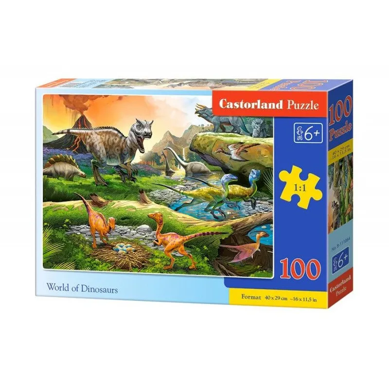 Puzzle 100 elementów - Świat dinozaurów