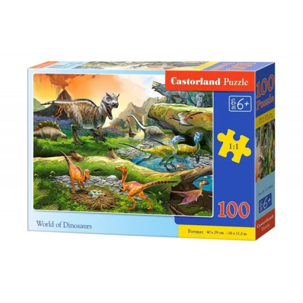 Puzzle 100 elementów - Świat dinozaurów