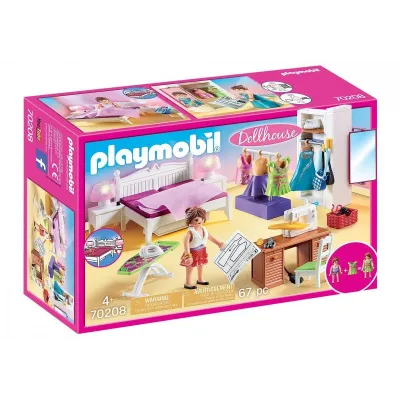 Zestaw z figurkami Dollhouse 70208 Sypialnia z kącikiem do szycia
