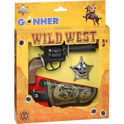 Zestaw kowbojski - Rewolwer z kaburą i odznaką Gonher