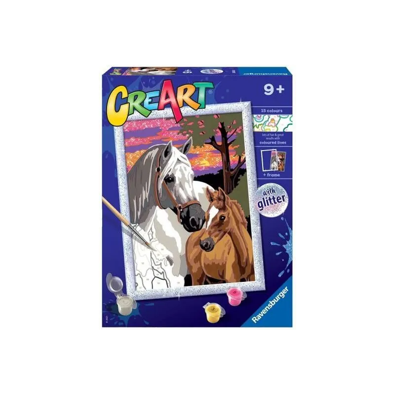 Malowanka CreArt dla dzieci Konie i zachód słońca