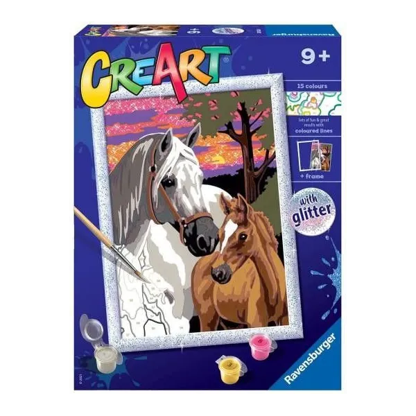 Malowanka CreArt dla dzieci Konie i zachód słońca