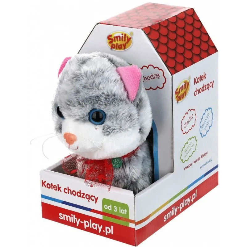 Maskotka interaktywna Kotek chodzący szary