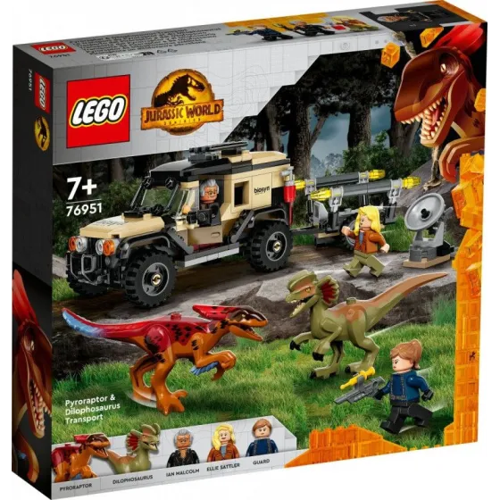 Klocki Jurassic World 76951 Transport pyroraptora i dilofozaura