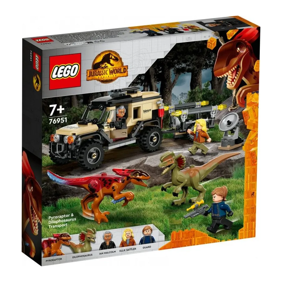 Klocki Jurassic World 76951 Transport pyroraptora i dilofozaura