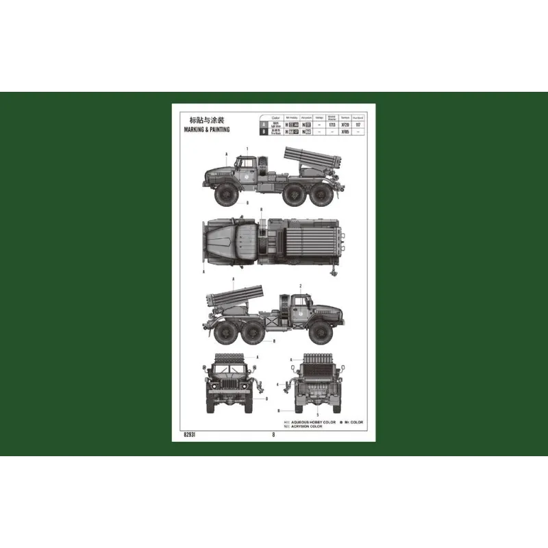 HOBBY BOSS 82931 Wyrzutnia rakiet BM-21 Grad skala 1:72