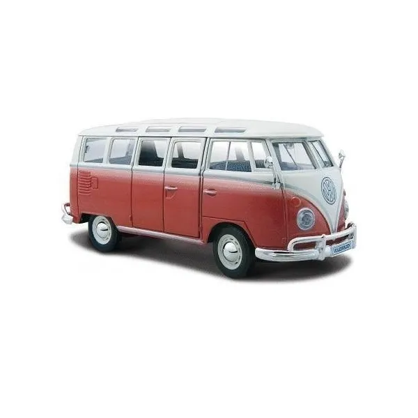 Model metalowy Volkswagen Samba biało-czerwiny