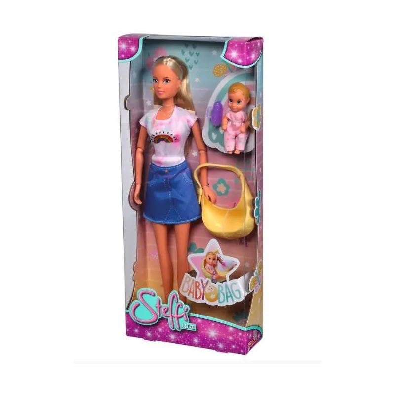 Lalka Steffi z bobasem w chuście