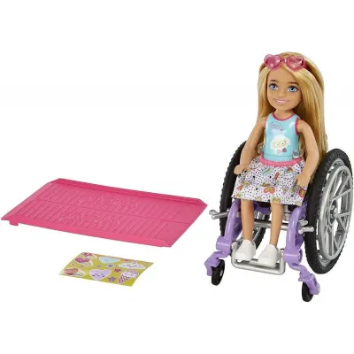 Mattel Lalka Barbie Chelsea na wózku blond włosy HGP29