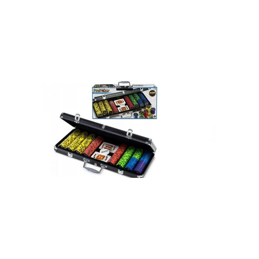 Zestaw żetonów do pokera 400 Carbon