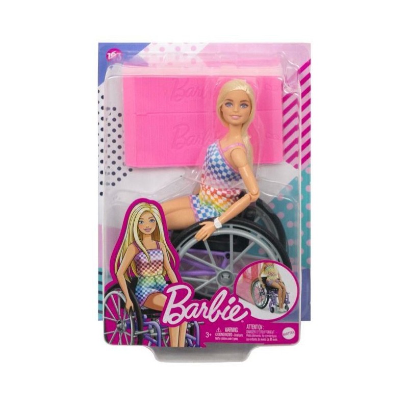 Lalka Barbie Fashionistas Na wózku strój w kratkę