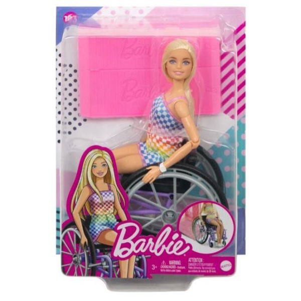 Lalka Barbie Fashionistas Na wózku strój w kratkę