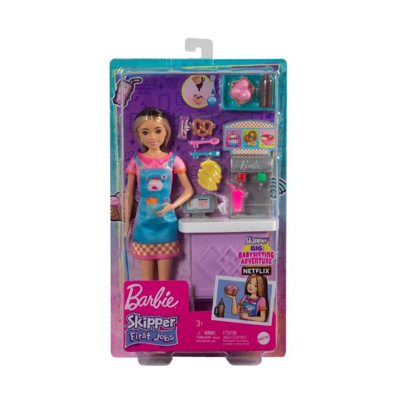 Lalka Barbie Skipper Pierwsza praca Bar z przekąskami
