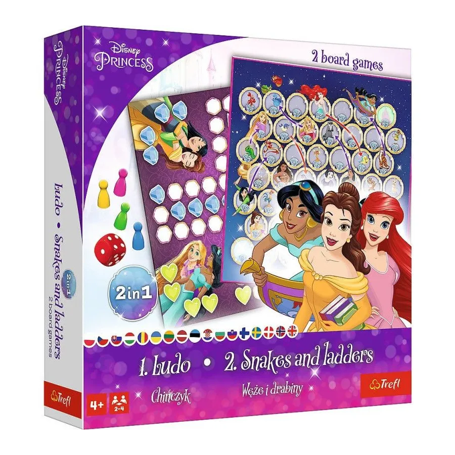 Gra 2w1 Chińczyk / Węże i drabiny, Księżniczki Disneya