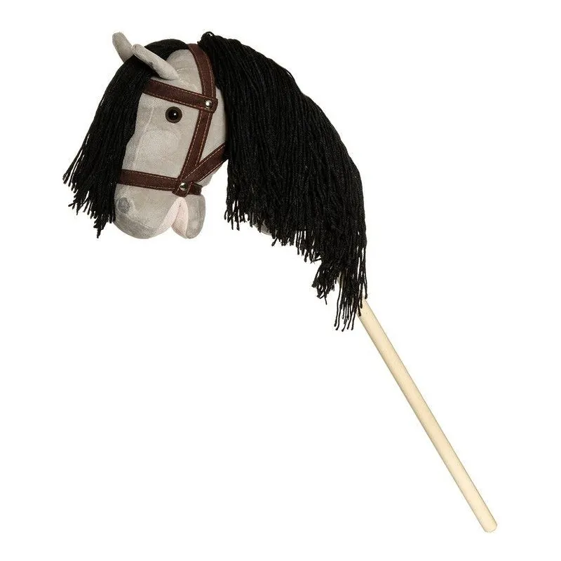 Koń na kiju Hobby Horse szary z lejcami 80cm