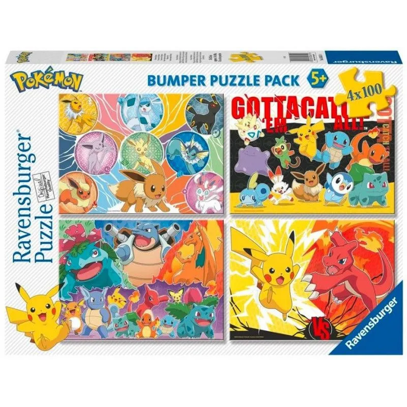 Puzzle 4x100 elementów Pokemon