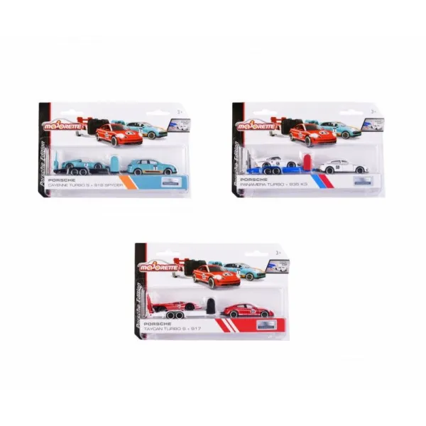 Pojazd Majorette Porsche z przyczepką, 3 rodzaje mix