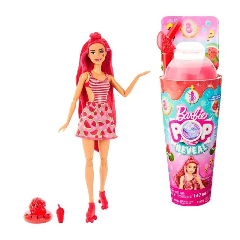 Lalka Barbie Pop Reveal Owocowy sok, czerwona
