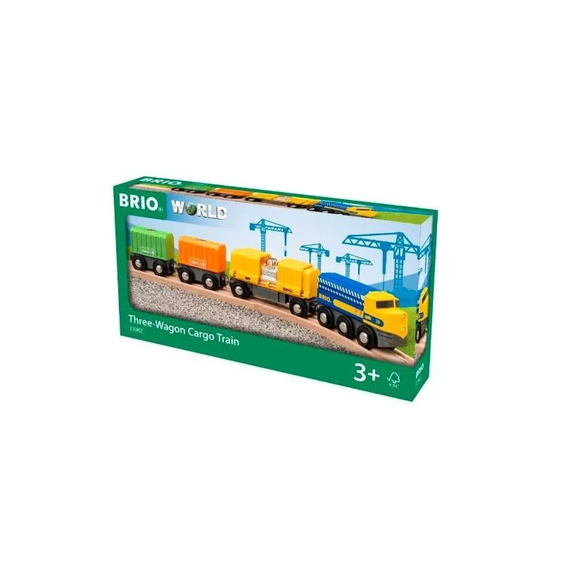 Trzywagonowy pociąg towarowy