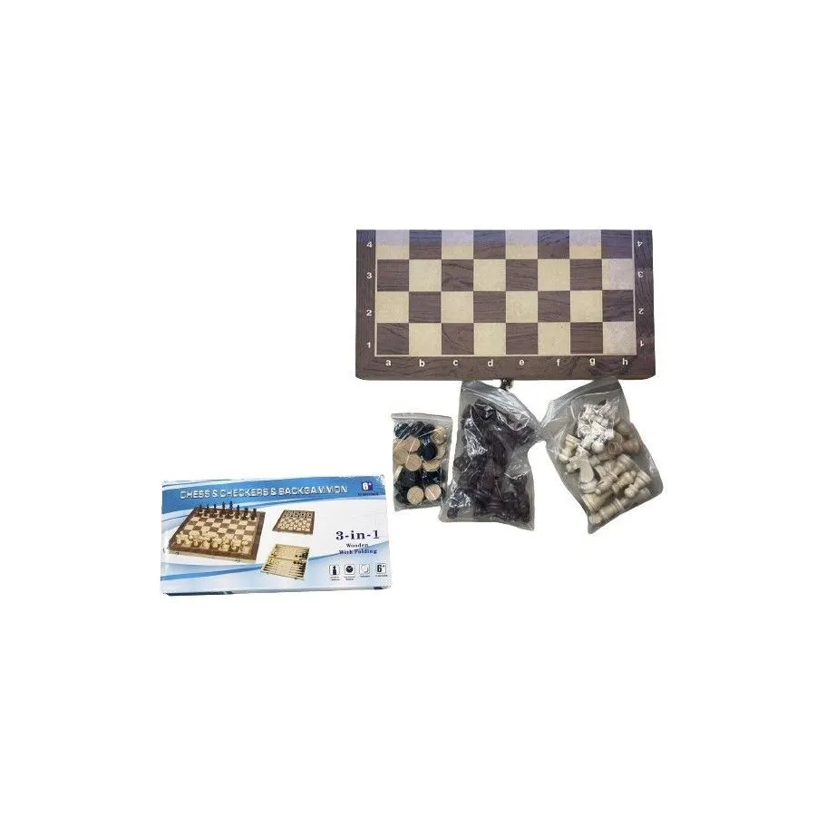 Szachy drewniane 2w1 37x17 cm