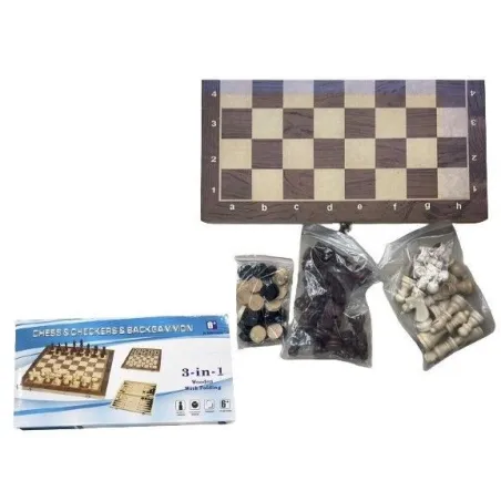 Szachy drewniane 2w1 37x17 cm