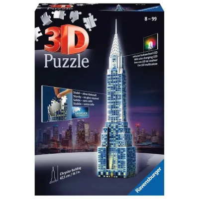 Puzzle 3D Budynki Nocą Wieżowiec Chrystler