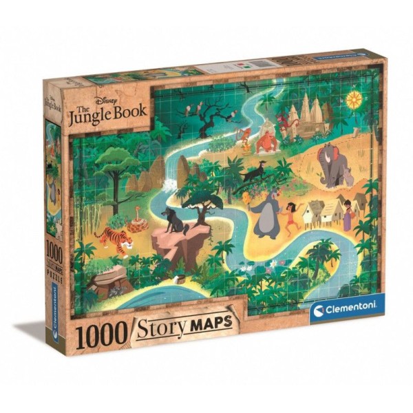 Puzzle 1000 elementów Story Maps Księga Dżungli