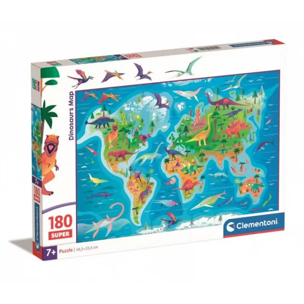 Puzzle 180 elementów Dinosaurs Map