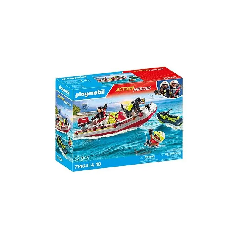 Zestaw figurek Action Heroes 71464 Łódź straży pożarnej ze skuterem wodnym