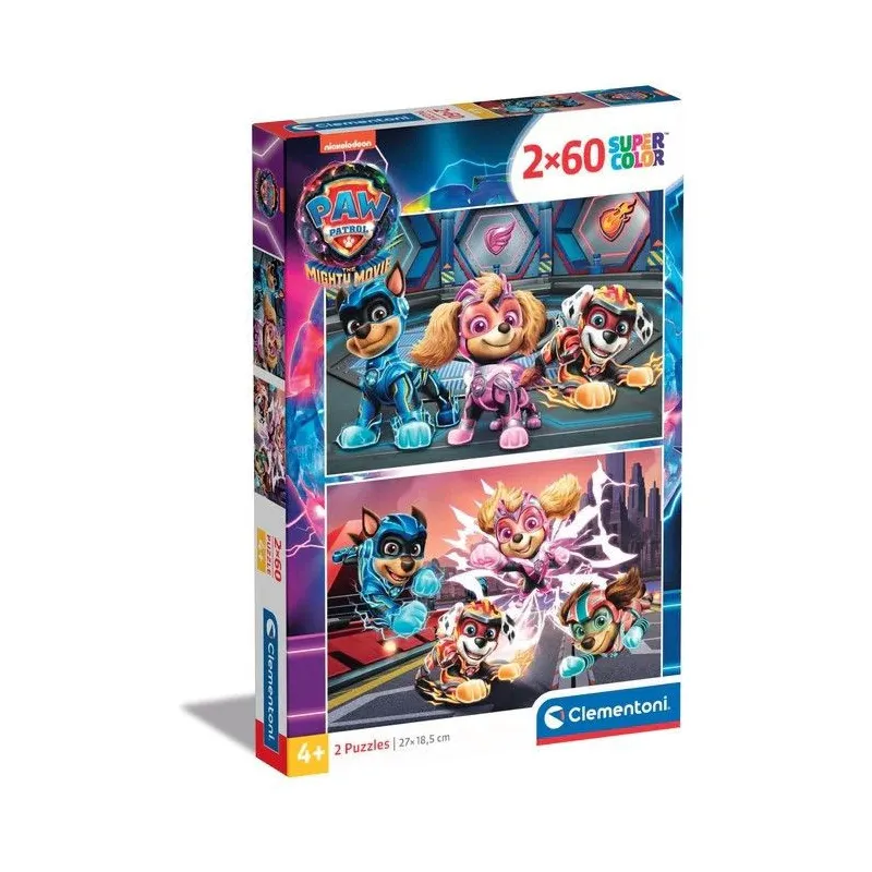 Puzzle 2x60 elementów Super Kolor Psi Patrol The Mighty Movie