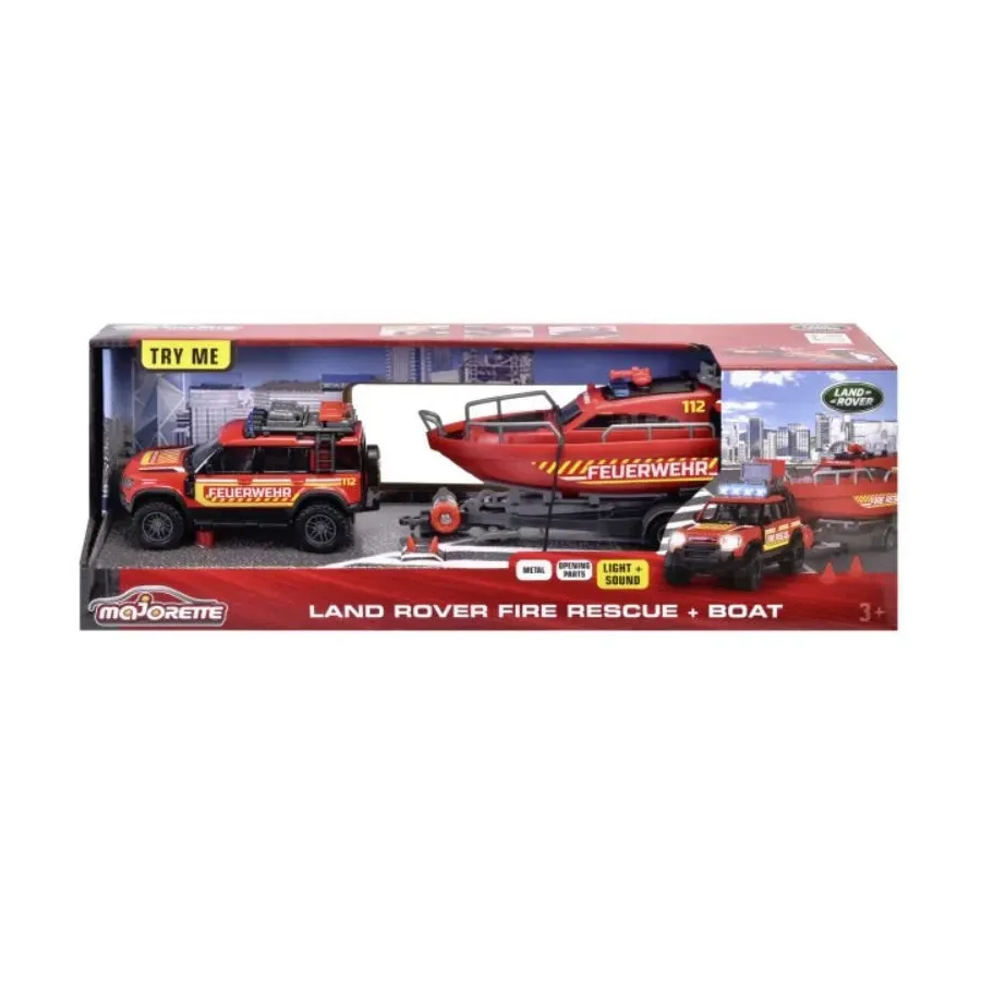 Pojazd Majorette GS Land Rover z łodzią 33,5 cm