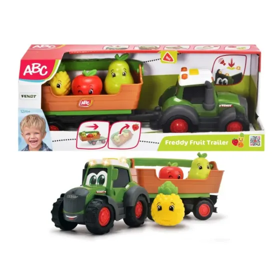 Pojazd ABC Owocowy traktor z przyczepą, 30 cm