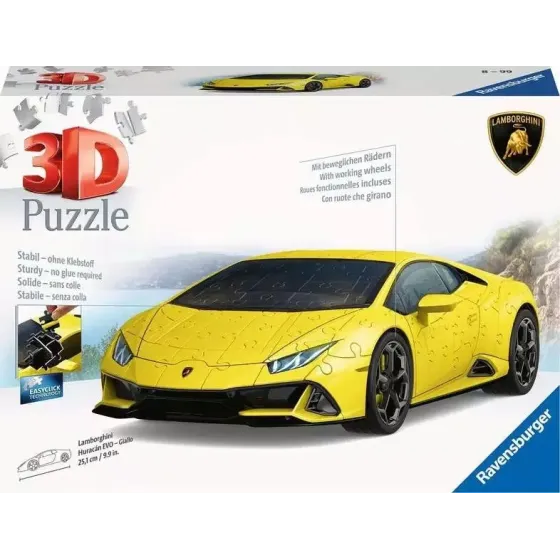 Puzzle 3D Pojazdy Lamborghini Huracan Evo Giallo